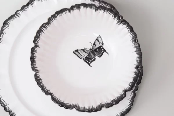 Bowl with black butterfly motif