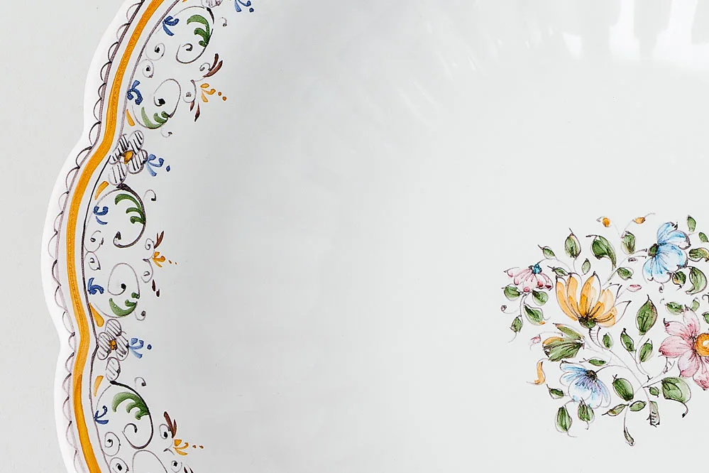 Detail of Louis XV bowl with polychrome bouquet