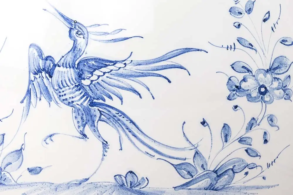 Detail of blue bird motif