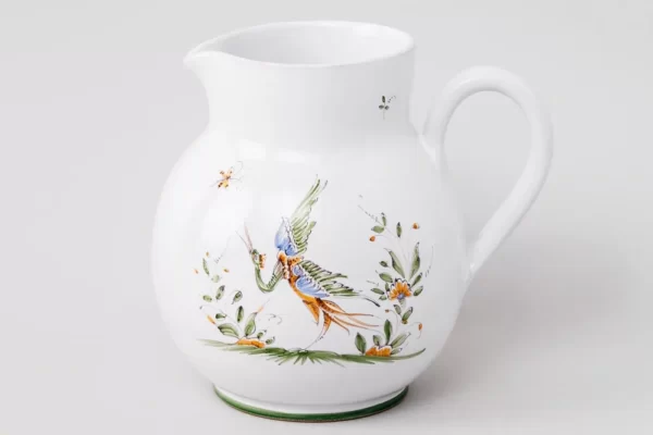 Round pitcher with polychrome bird motif