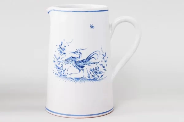 Straight pitcher with blue bird motif