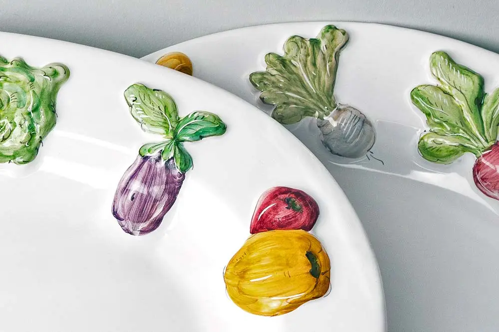 Detail of raised vegetables platter
