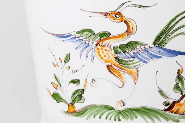 Detail of polychrome bird motif