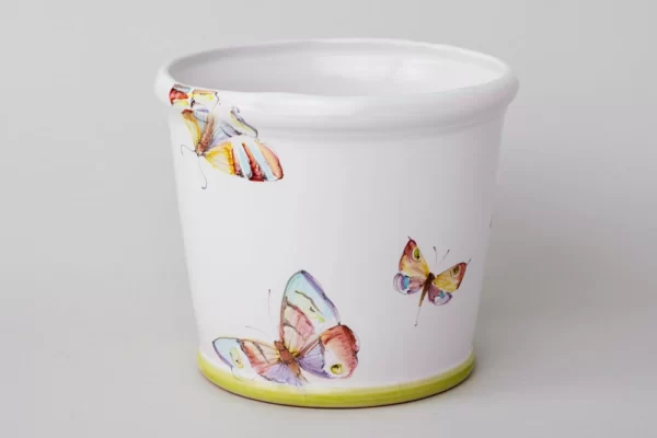 Pot à orchidée avec décor aux papillons couleurs