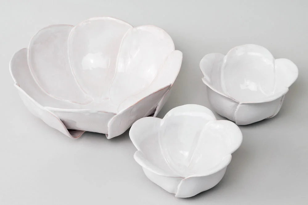 Salad bowl and dish in white