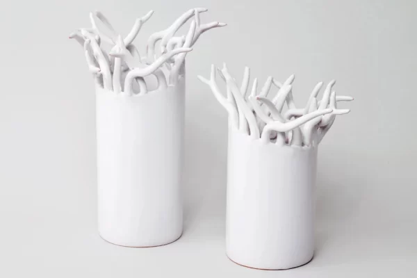Vase branchages en blanc