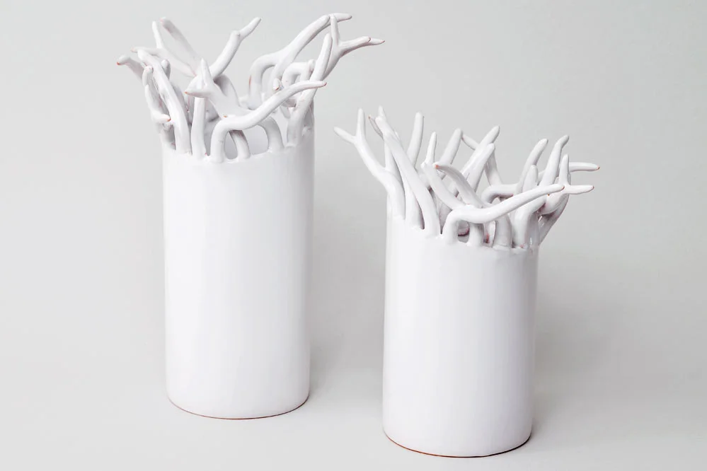 Vase branchages en blanc