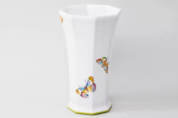 Vase octogonal décor papillons
