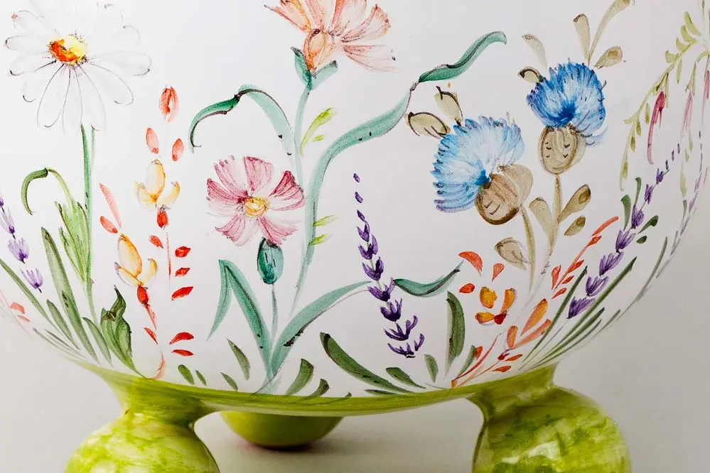 Detail of egg vase with wild flowers motif